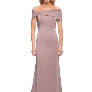 La Femme Mauve Off-Shoulder Prom Dress
